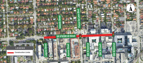 Map of Bird Road where project will take place